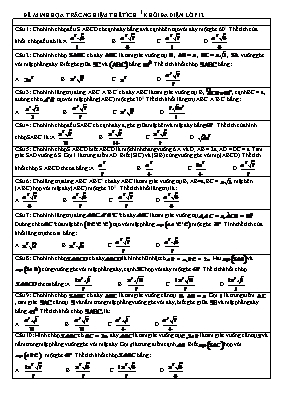 Đề minh họa trắc nghiệm thể tích khối đa diện lớp 12